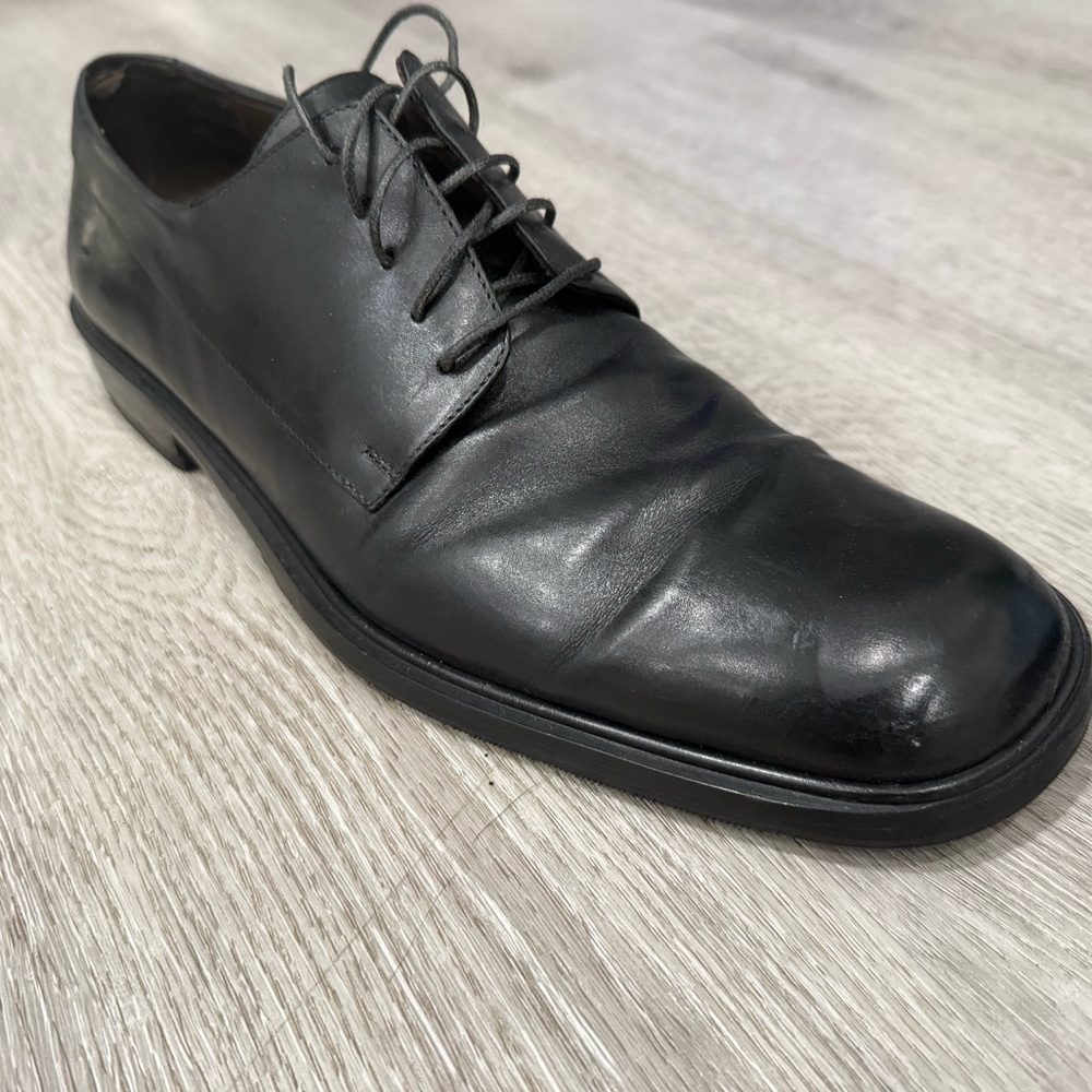 Salvatore Ferragamo Mens Black Leather Dress - Picture 10 of 12